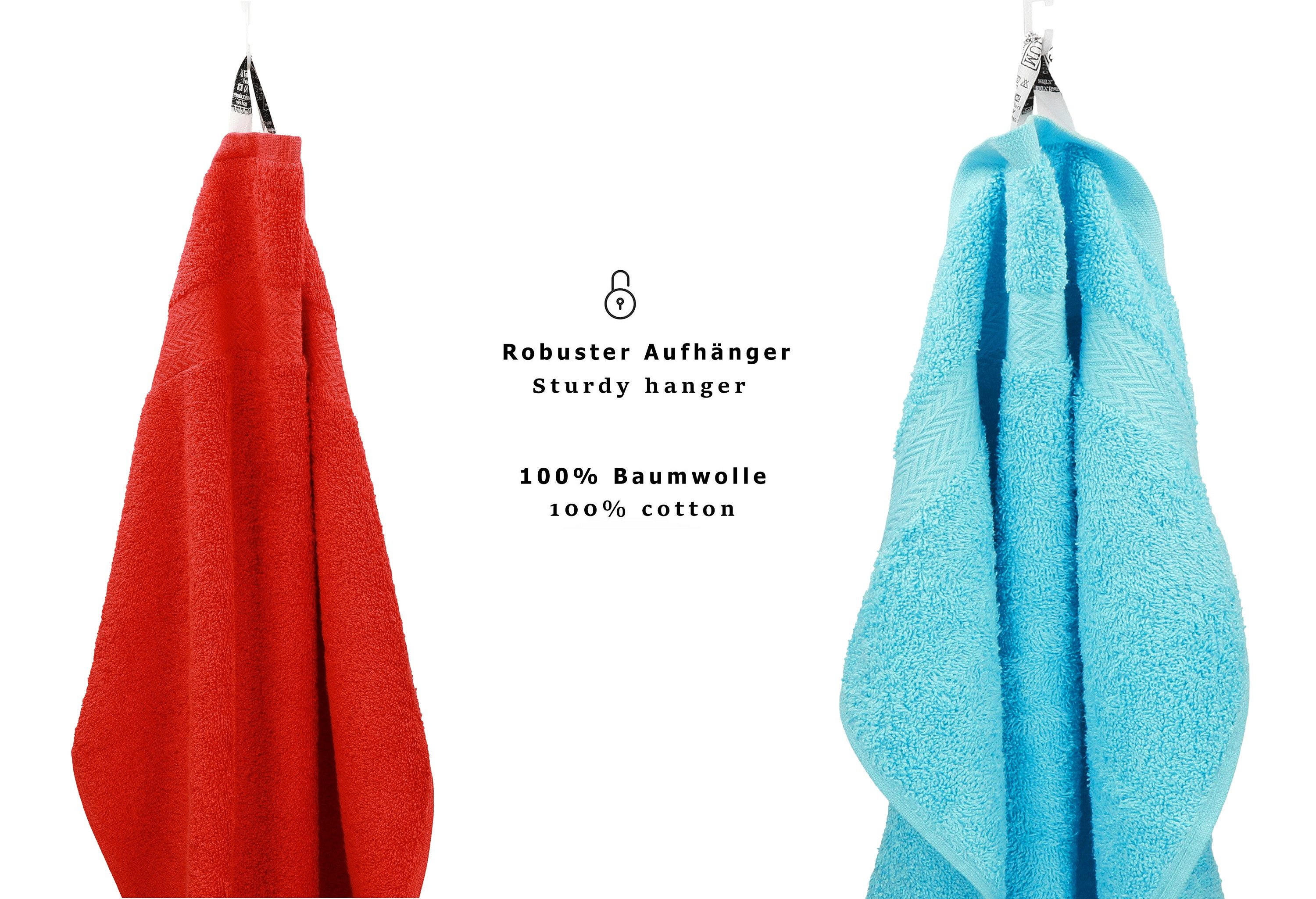 Betz Handtuch Set 10-TLG. Handtuch-Set Premium Farbe Rot & Türkis, 100% Baumwolle, (10-tlg)