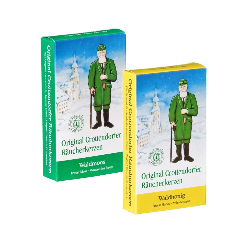 Crottendorfer Duftkerze Räucherkerzen - Waldhonig/Waldmoos, Weihnachtsdüfte im 2er Set - Made in Germany
