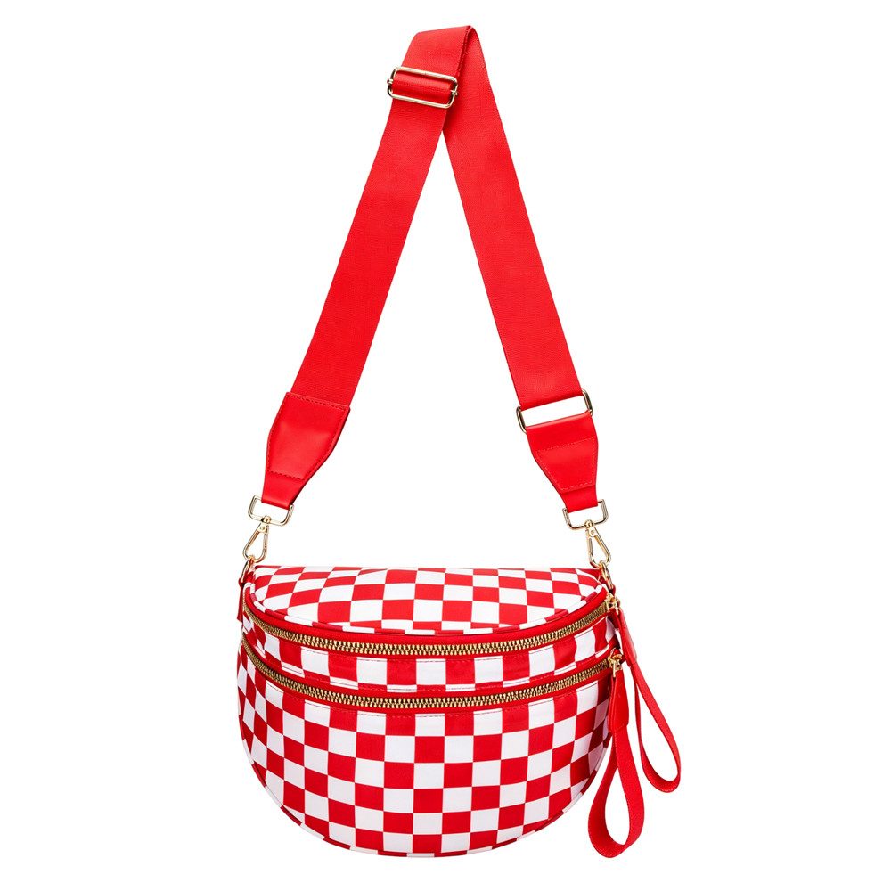 nsihing Umhängetasche im Karomuster, Gürteltaschen Crossbody Bauchtaschen für Damen, geräumige Sling-Bag-Tasche mit Schulterriemen