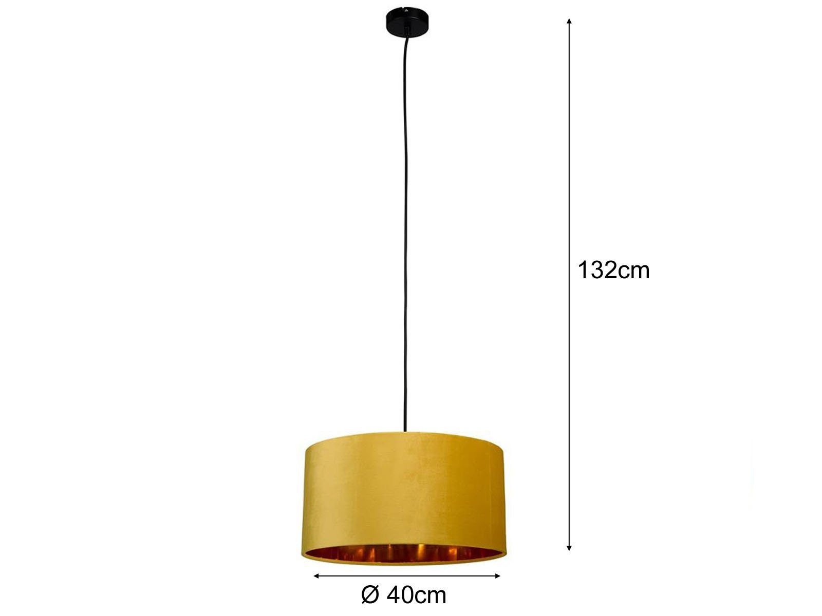 smartwares LED Pendelleuchte, Dimmfunktion, LED wechselbar, Warmweiß, ausgefallene für über-n Esstisch hängend Samt Lampenschirm Gelb Ø 40cm