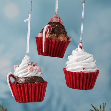 MARELIDA Christbaumschmuck Weihnachtsbaumschmuck Muffin Cupcake Törtchen Geschenk H: 8cm braun