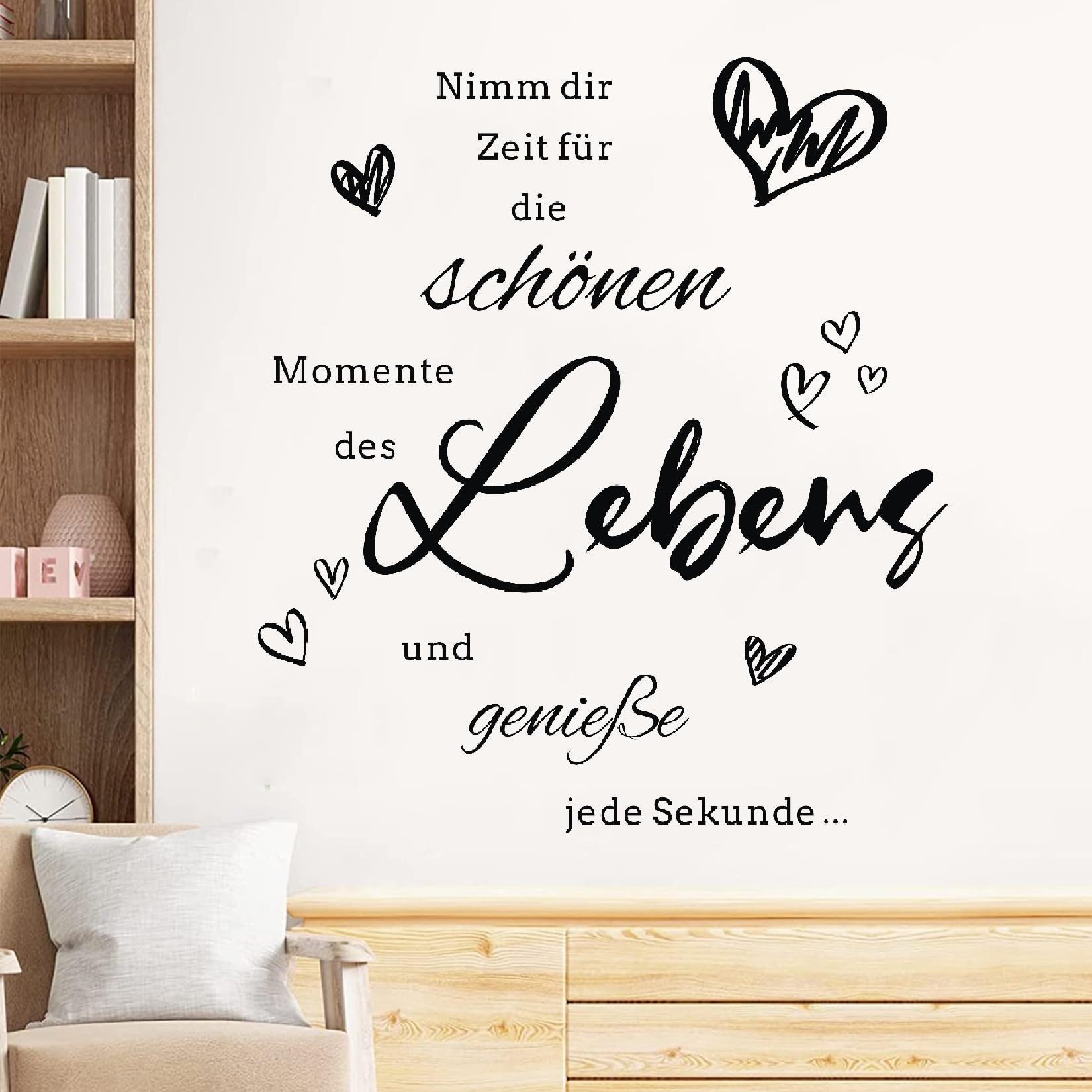 FOUORTUNATE-BEE Wandtattoo 2 Wandtattoos mit schwarzem Schriftzug für Wohnzimmer & Flur (2 St), Schrift Wandaufkleber Set für Wand, Möbel & Türen – Bild 5 von 5