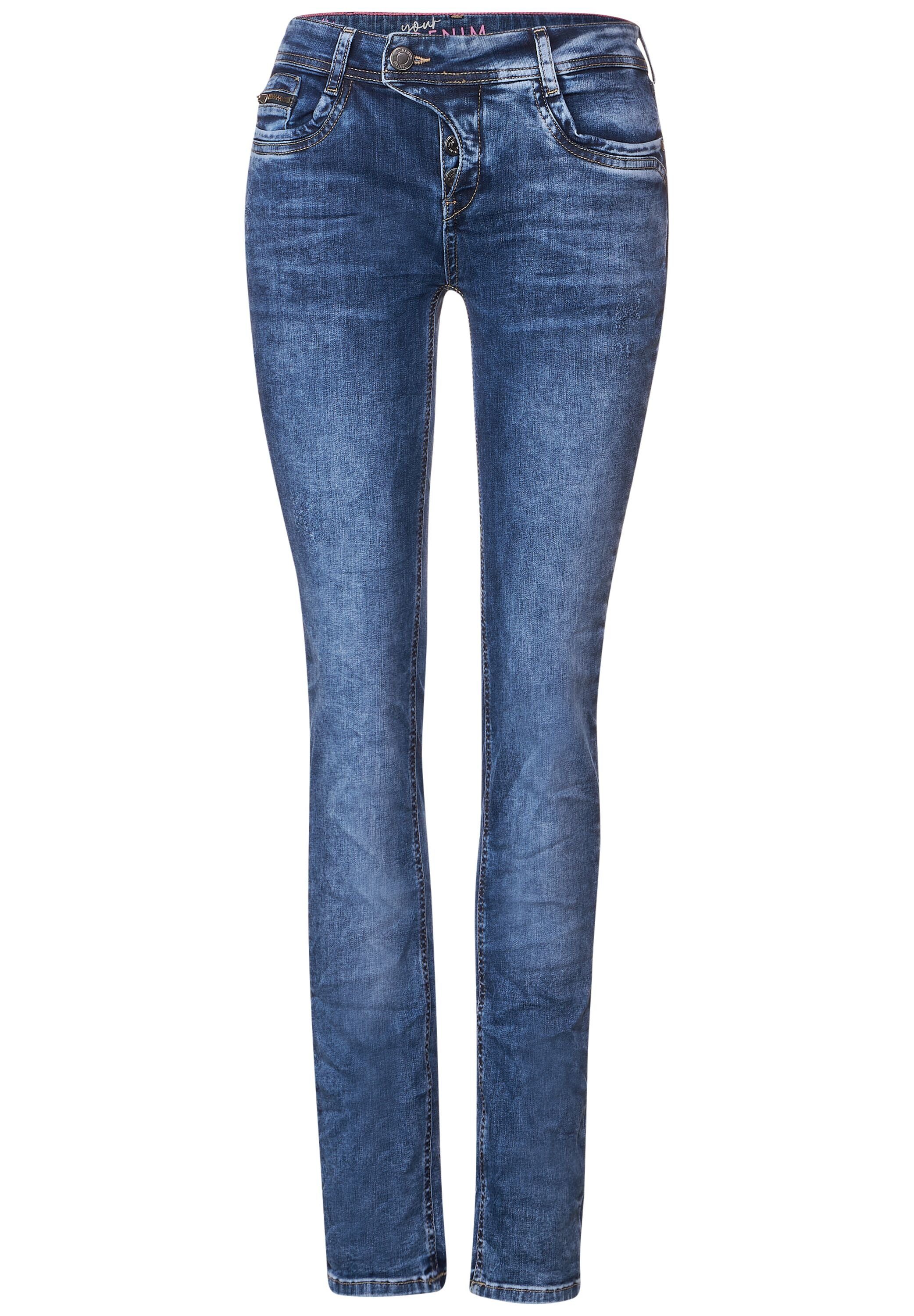 STREET ONE Bequeme Jeans Street (1-tlg) Fit Authentic in Casual Blue One Jane Jeans Zipper