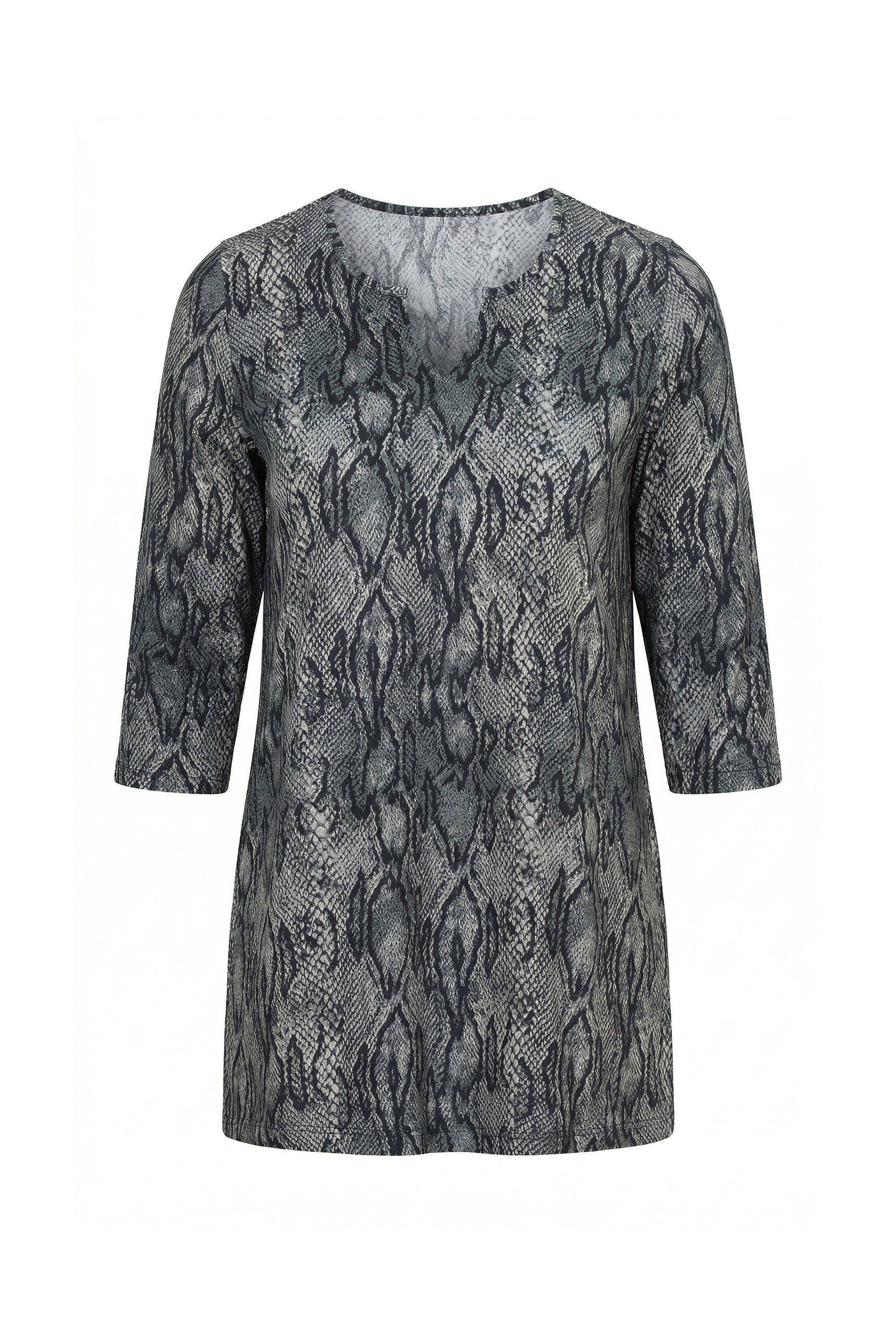 Ulla Popken Longshirt Longshirt Schlangenmuster Tunika-Ausschnitt