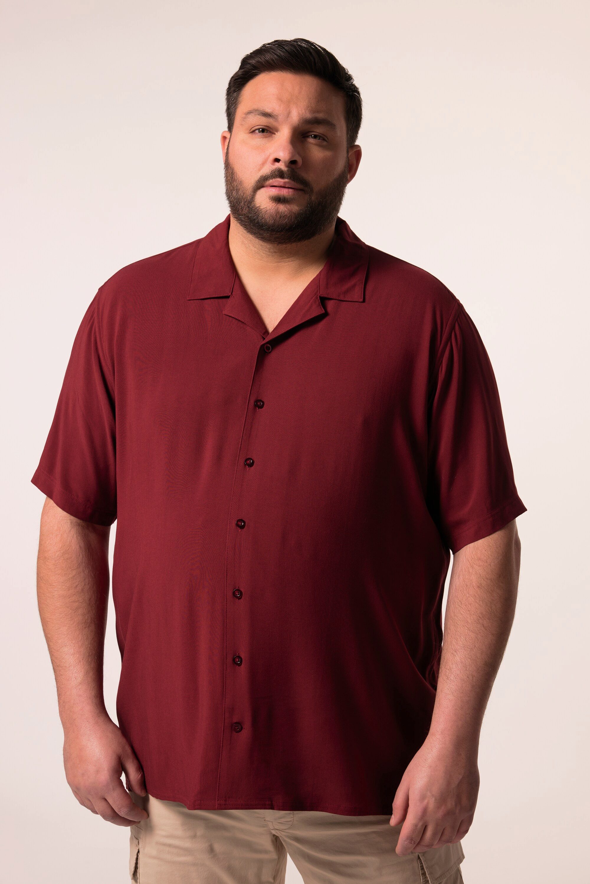 Kurzarmhemd Men+ Viskose-Hemd Halbarm Cubakragen Cuba Fit