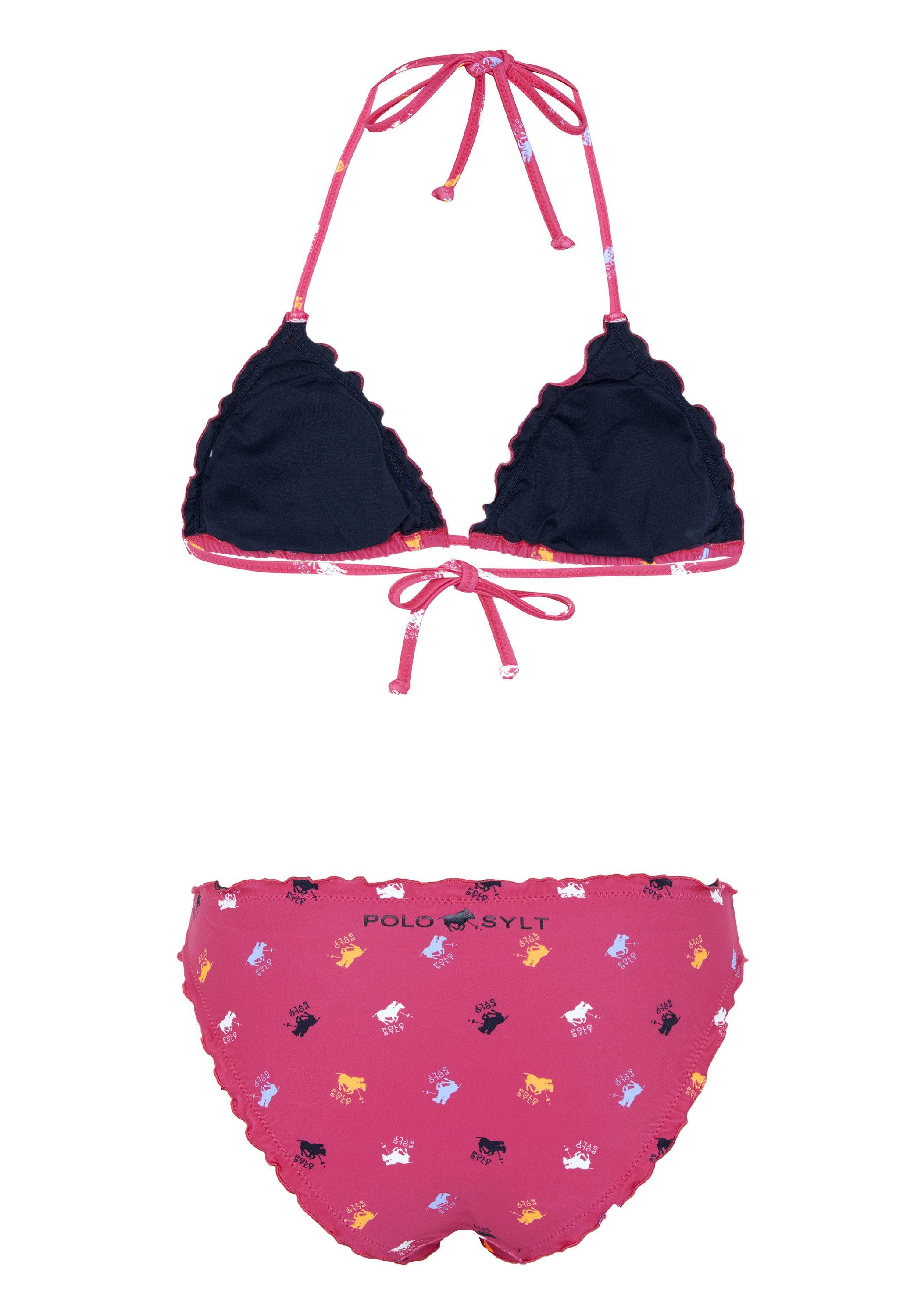 2921 (Set) Triangel-Bikini Allovermuster Polo Pink/Orange Sylt mit
