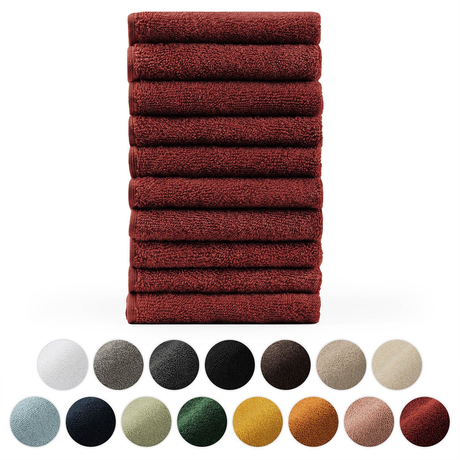 Blumtal Gästehandtücher Premium 10er Set Gästehandtücher rechteckig 30x50cm, Frottee (10-St), Handtücher Set, 100% Baumwolle