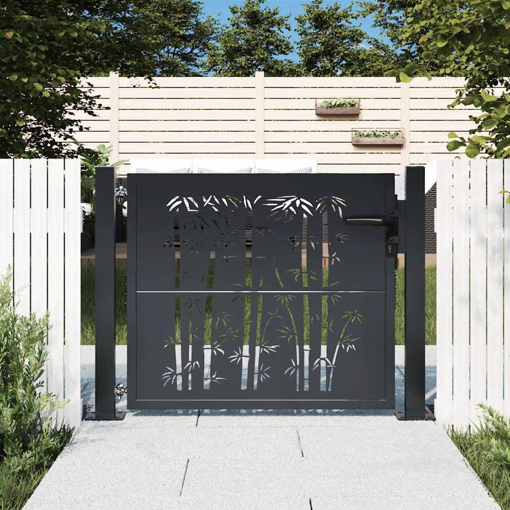 vidaXL Gartentor Gartentor Anthrazit 100x75 cm Stahl Bambus-Design