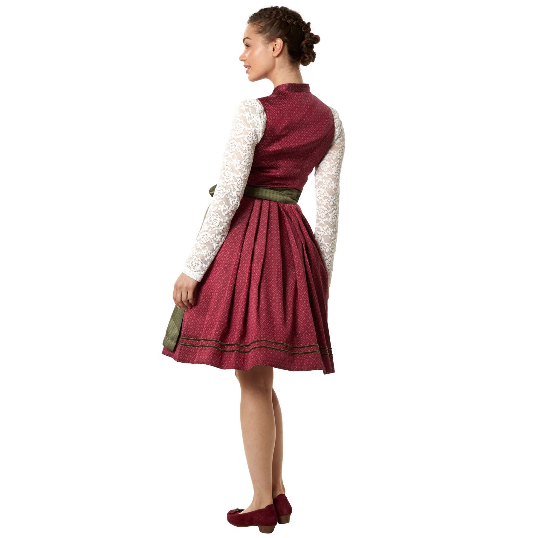 dressforfun Dirndl hochwertiges & elegantes Trachtenkleid Sarah Rot/Grün (Premium Midi-Dirndl, Gr. 40) Passend für Oktoberfest, Trachtenumzüge, Heimat- oder Bierfeste