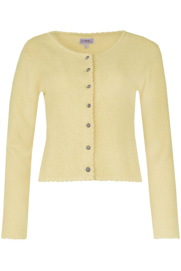 MarJo Trachtenstrickjacke Trachten Strickjacke - VILSECK II - pastellgrau, zitrone