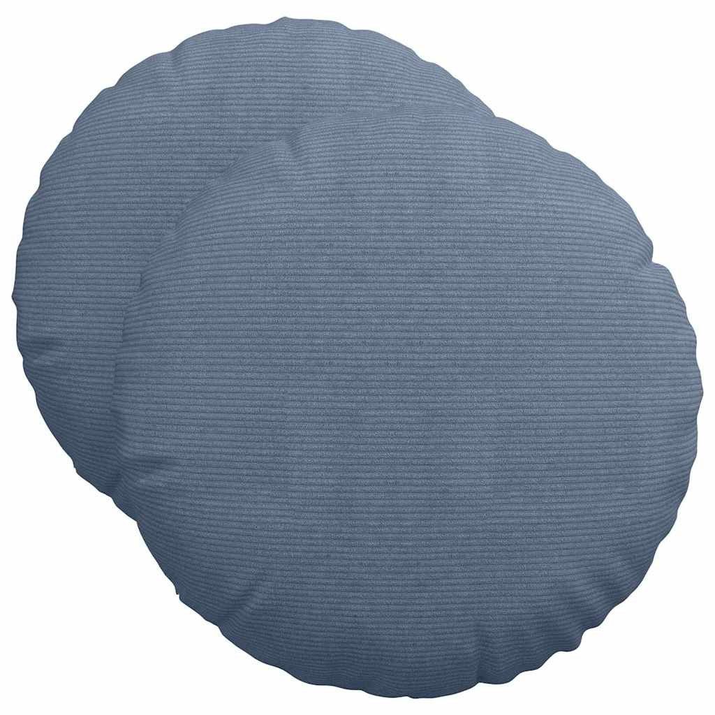 vidaXL Sitzauflage Sitzkissen 2 stk. Cordstoff Blau Ø50 x 19 cm, (2 St)