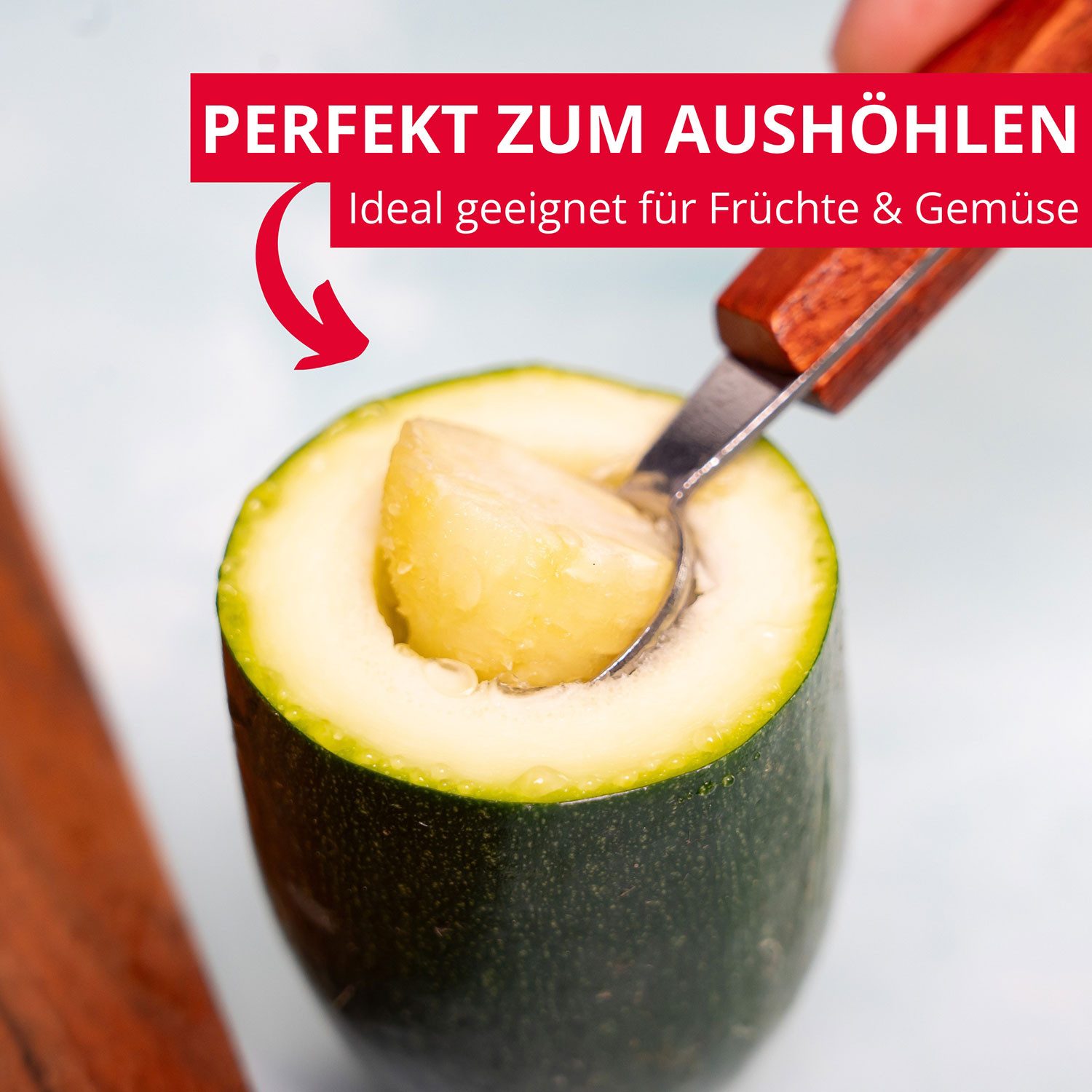 WESTMARK Kugelausstecher Woody, doppelseitig, Bällchenformer für Melone, Kiwi, Eis, Butter