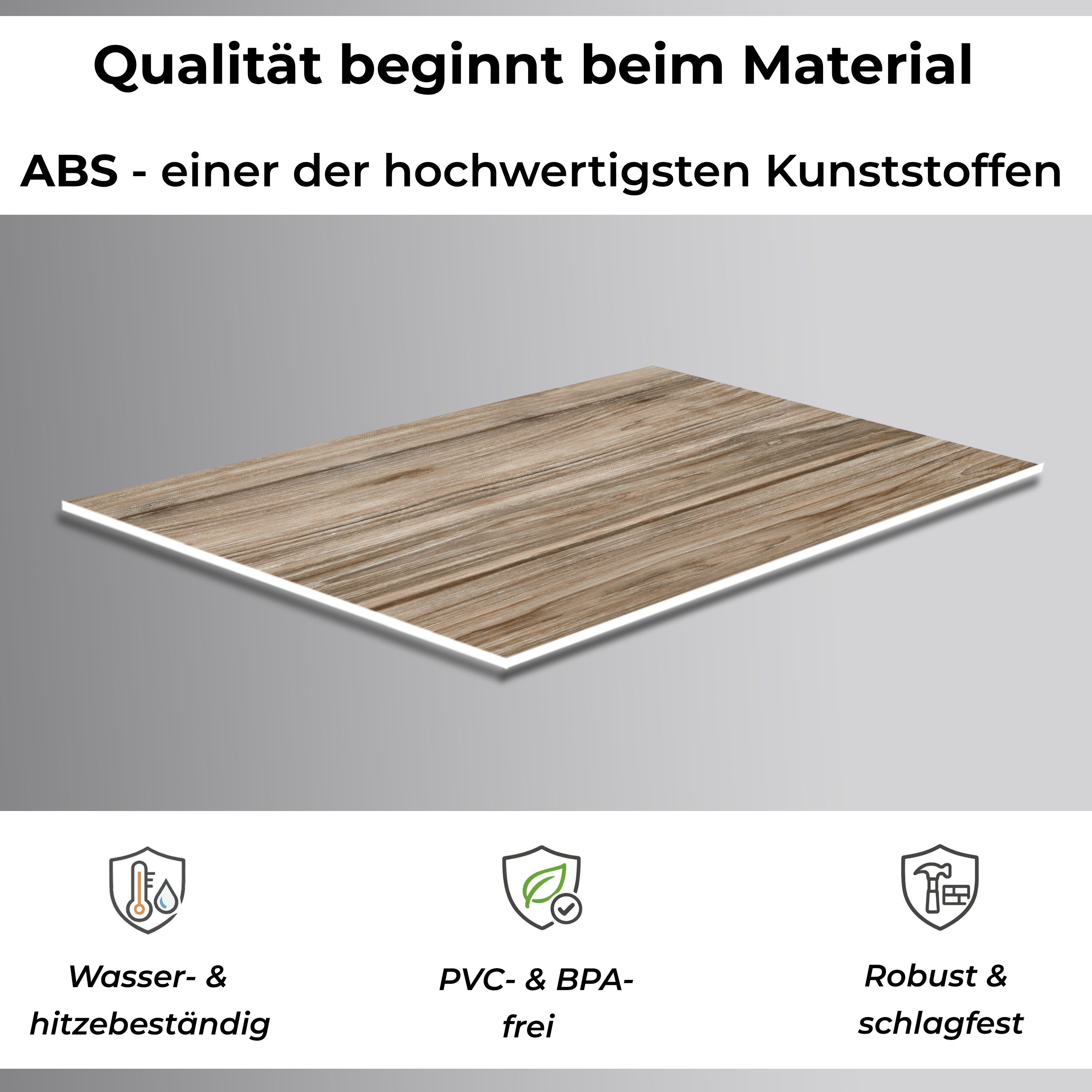 Rodnik Küchenrückwand Nussbaum, monolithische ABS-Platte mit Direktdruck, formstabil und langlebig