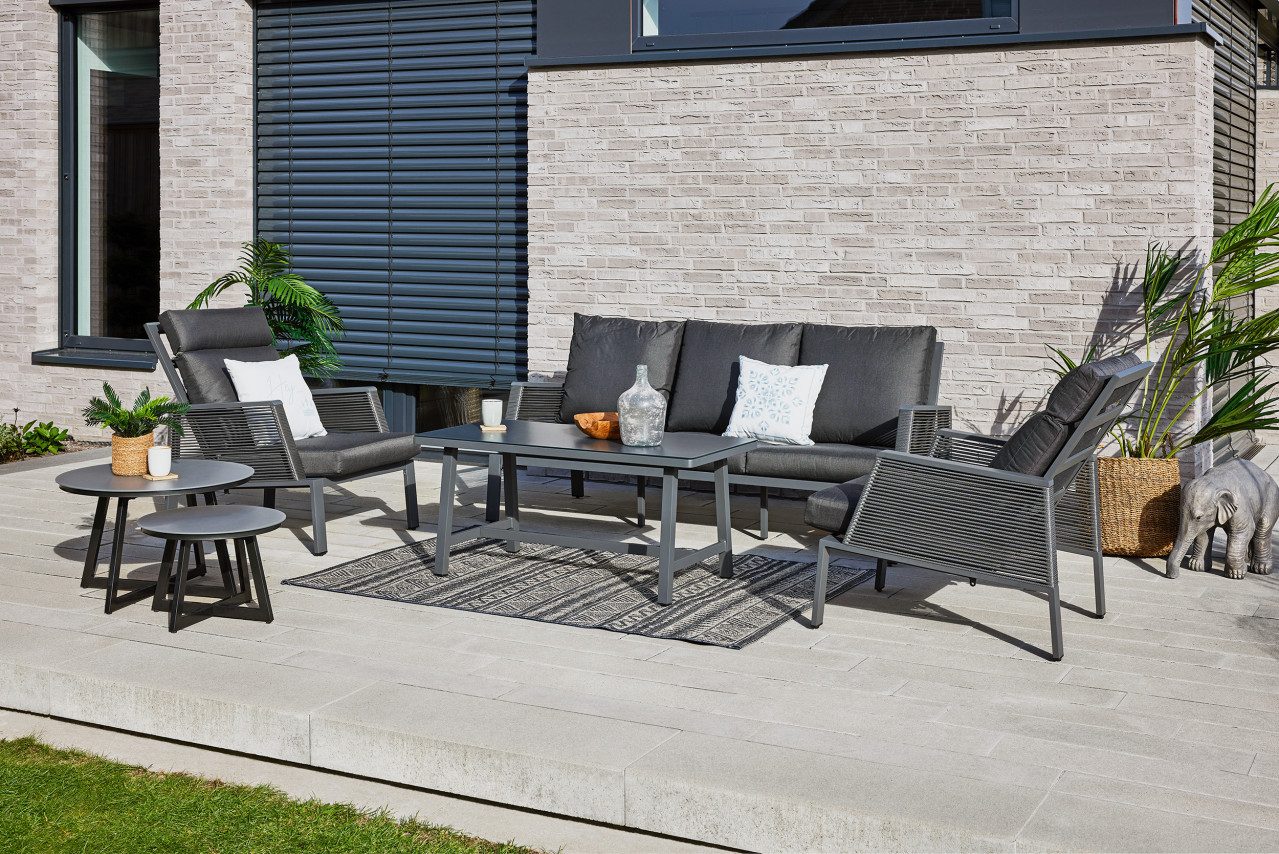 Primaster Gartenlounge-Set Primaster Aluminium Lounge Möbelset Cervia inkl., Rückenlehne verstellbar witterungsbeständig