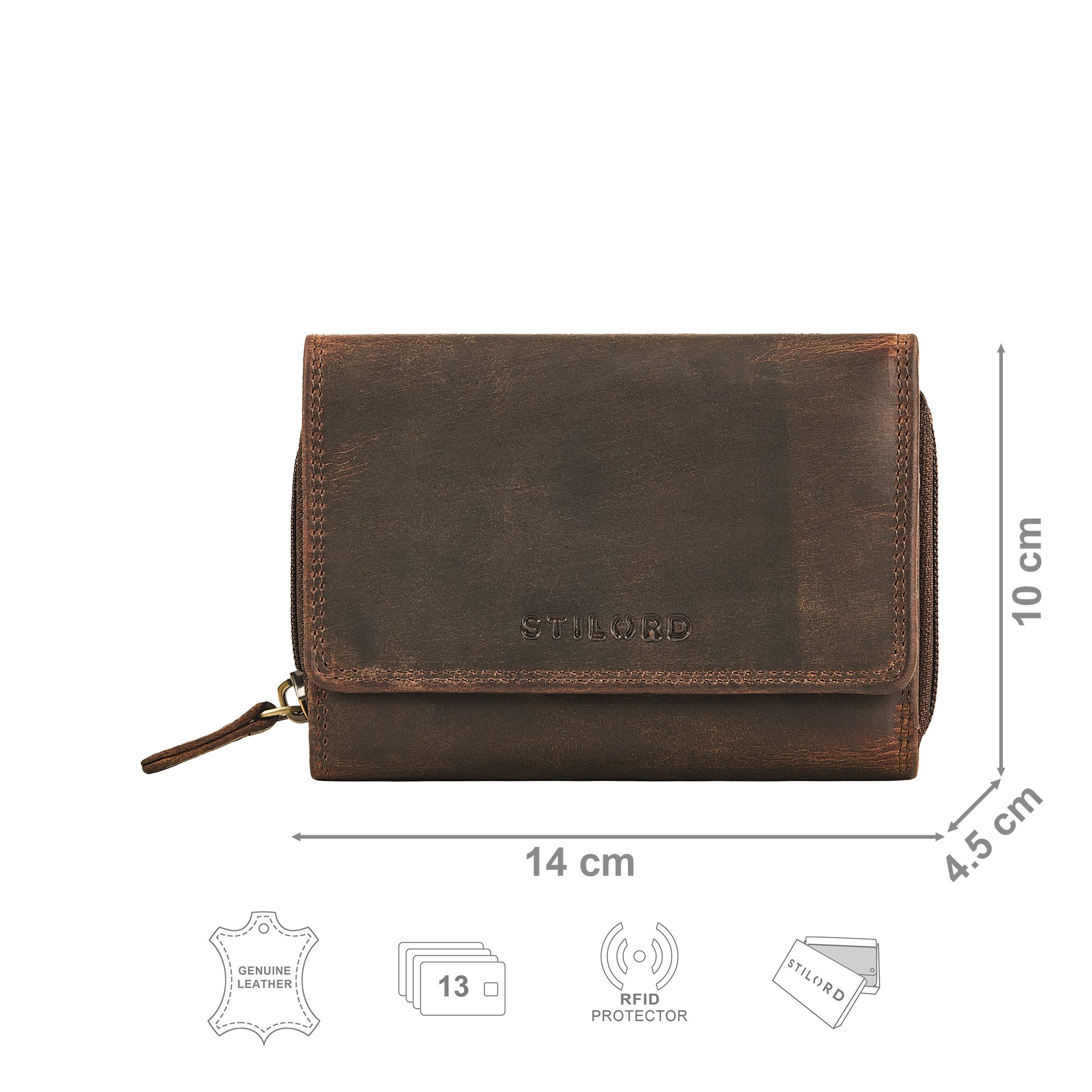 STILORD Geldbörse "Beverly" Vintage Leder Geldbörse Damen Mittelgroß mit RFID-Schutz