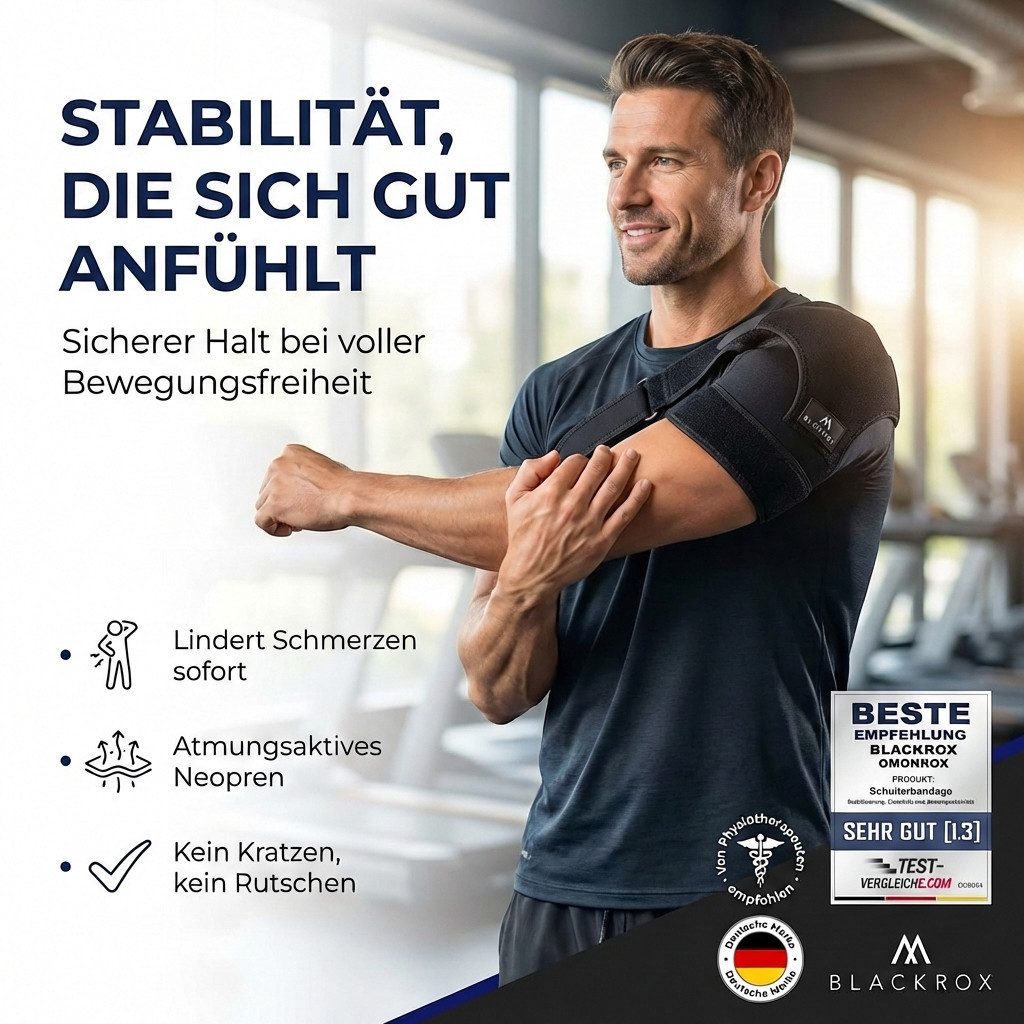BLACKROX Schulterbandage [Vergleichssieger 2025] Damen & Herren, One Size, Schulterstütze
