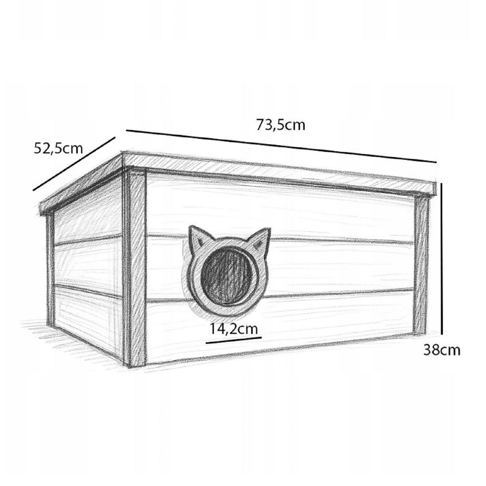 QLS Katzenhaus Isoliert aus Holz 73×52×38 cm mit Vorhang Wetterfest, Schutz günstig online kaufen