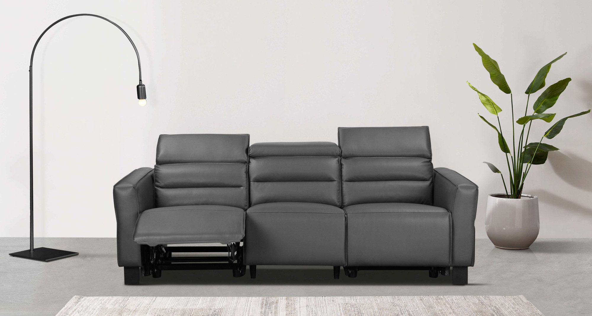 Places of Style 3-Sitzer Carpari, 224cm, manuelle od. elektrische Relaxfunktion in 2 Sitzen, mit USB-A/C, Kopfteilverstellung, Echtleder, Kunstleder, Webstoff