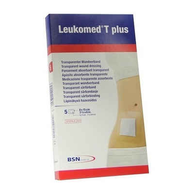 BSN medical GmbH Wundpflaster LEUKOMED transp.plus sterile Pflaster 8x15 cm, 5 Stück (5 St., 5x sterile Pflaster 8x15 cm), Transparenter Wundverband 8x15cm