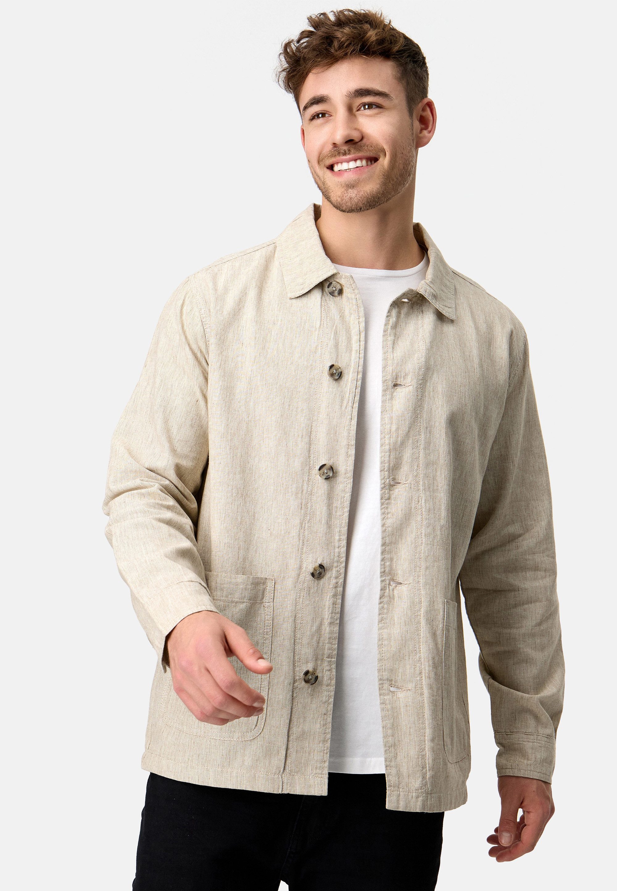 Indicode Sommerjacke Herren INElton Hemd Herrenjacke mit klassischem Hemdkragen