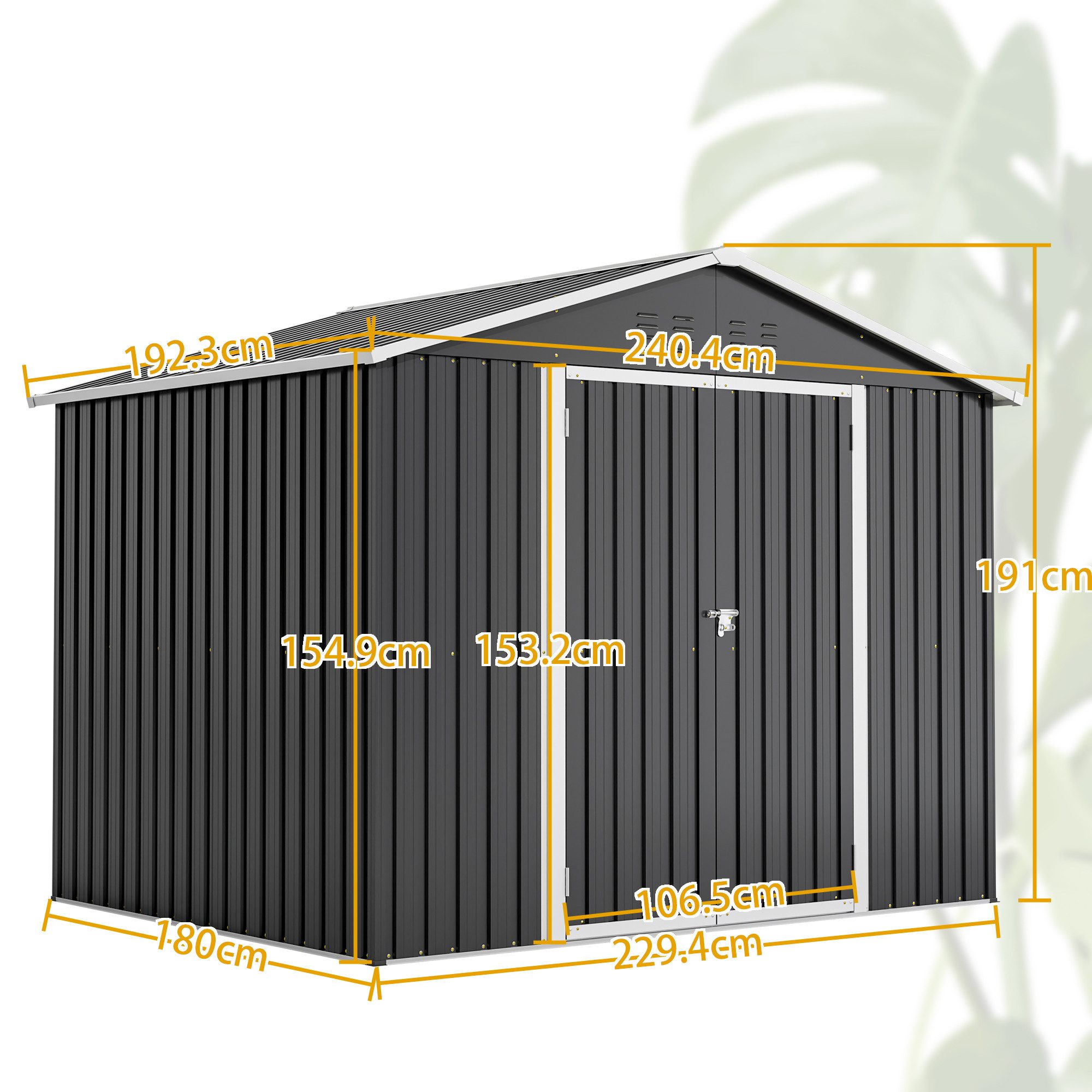 GIHAUVIA Gartenhaus Gartenhaus Metall Gerätehaus mit Pultdach, Geräteschrank für Garten. – Bild 2 von 5