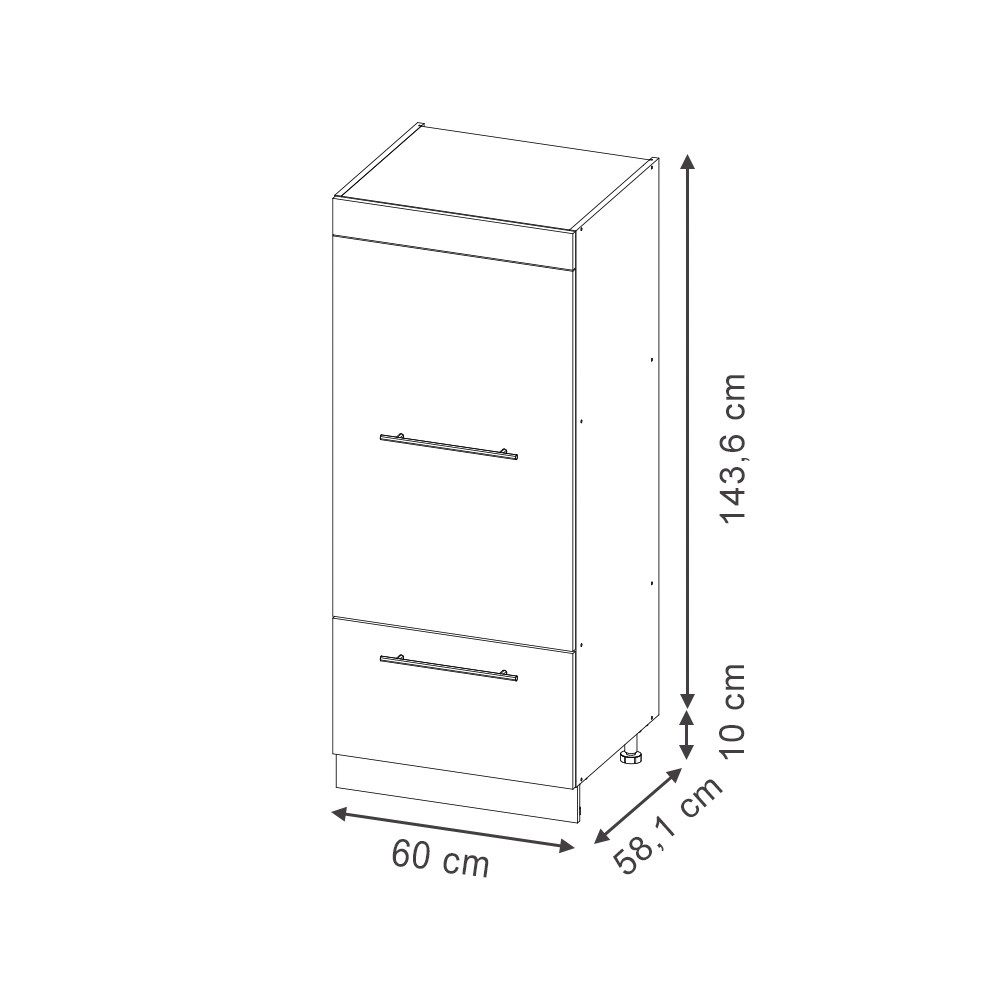Vicco Mikrowellenumbauschrank Fame-Line, Dunkelgrau/Anthrazit, 60 cm (1-St)