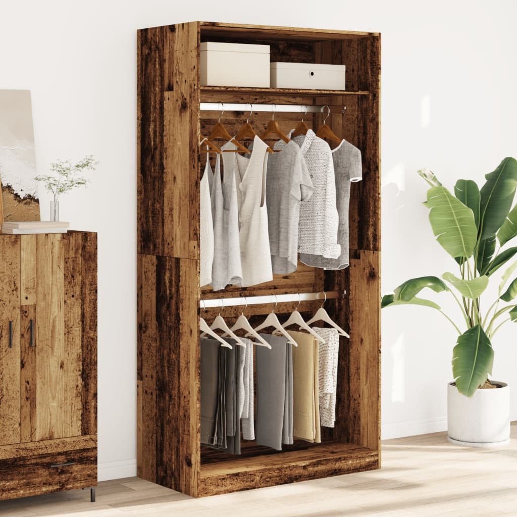 vidaXL Kleiderschrank 100 x 50 x 200 cm Kleiderschrank Altholz-Optik 100x50x200 cm Spanplatt