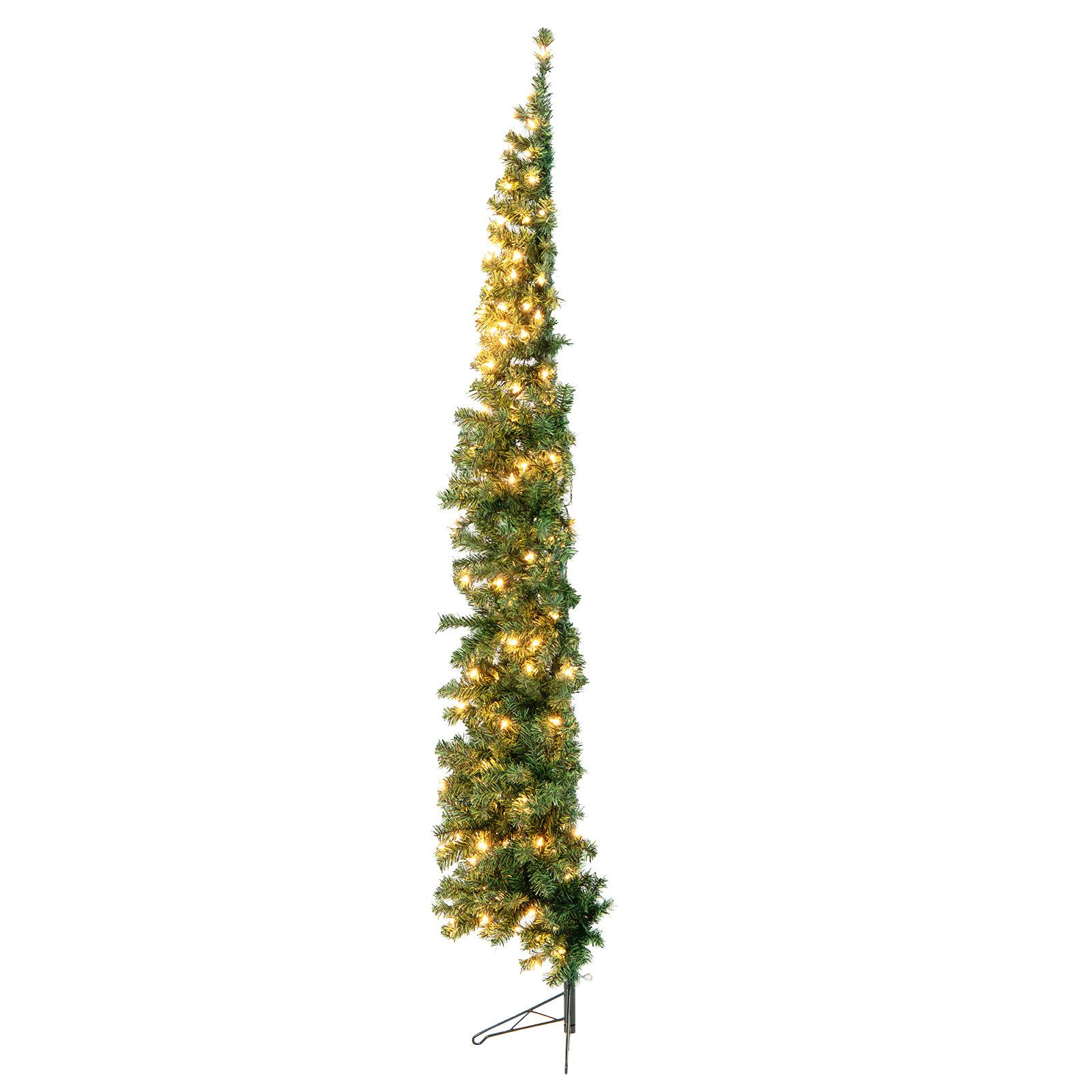 COSTWAY Künstlicher Weihnachtsbaum, 210cm halb, 450 PVC Spitzen, 150 LEDs