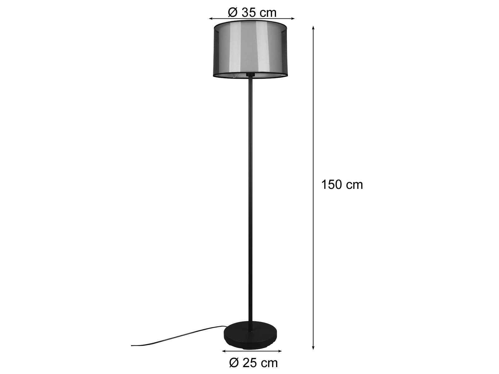 150cm mit ausgefallene Design-er wechselbar, Stoff Lampe H: dimmbar Lampen-schirm, LED Warmweiß, Stehlampe, meineWunschleuchte LED