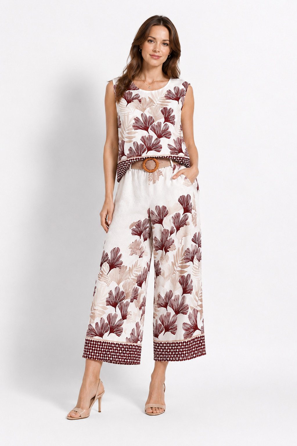 ITALY VIBES Hosenanzug - Zweiteiler für Damen - Set aus Culotte Hose und passendem Shirt ONE SIZE / passend für Größen M bis XL