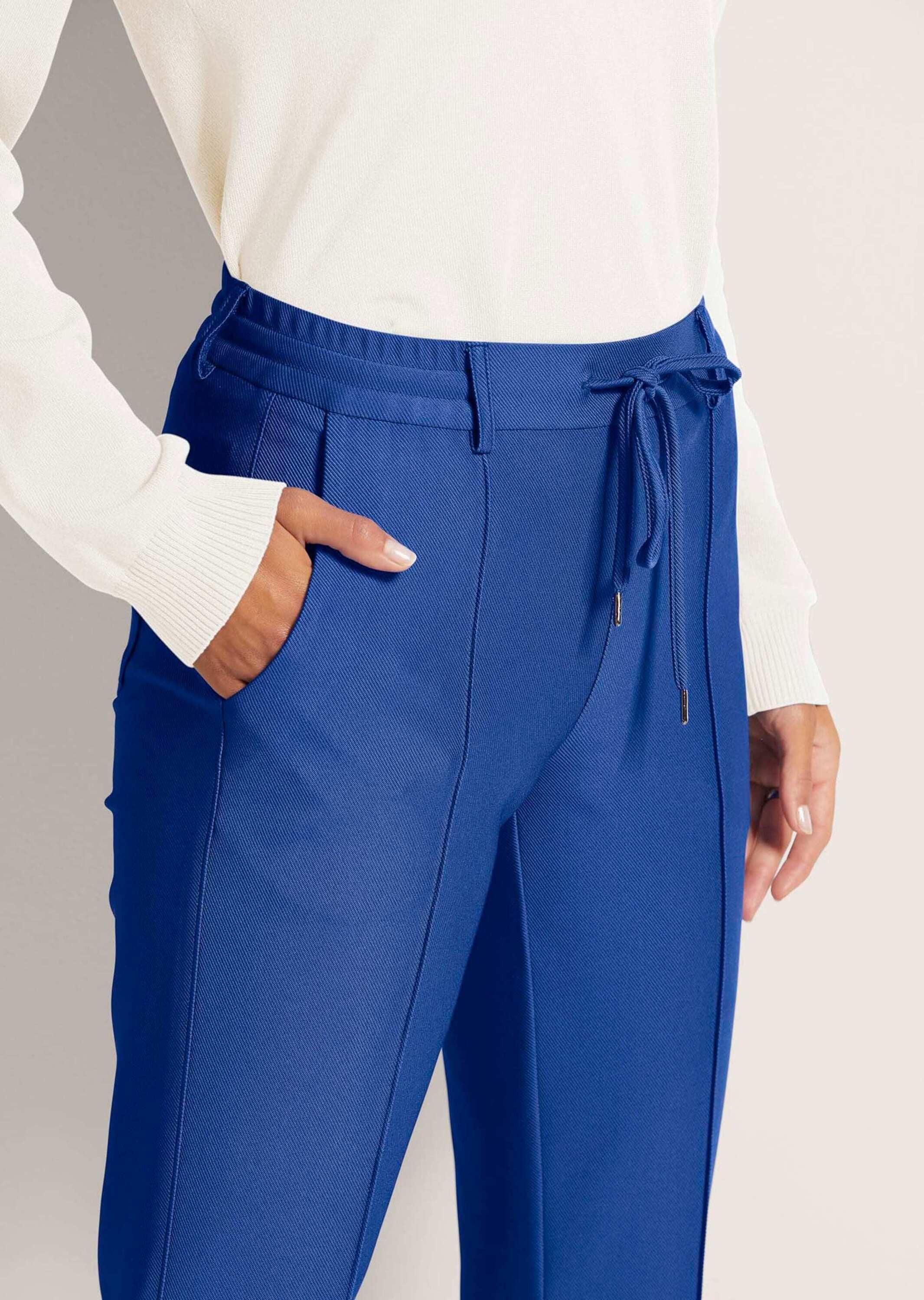 MADELEINE Stoffhose Stretchhose mit Tunnelzug Gerade, knöchellange Hose mit Gürtelschlaufen