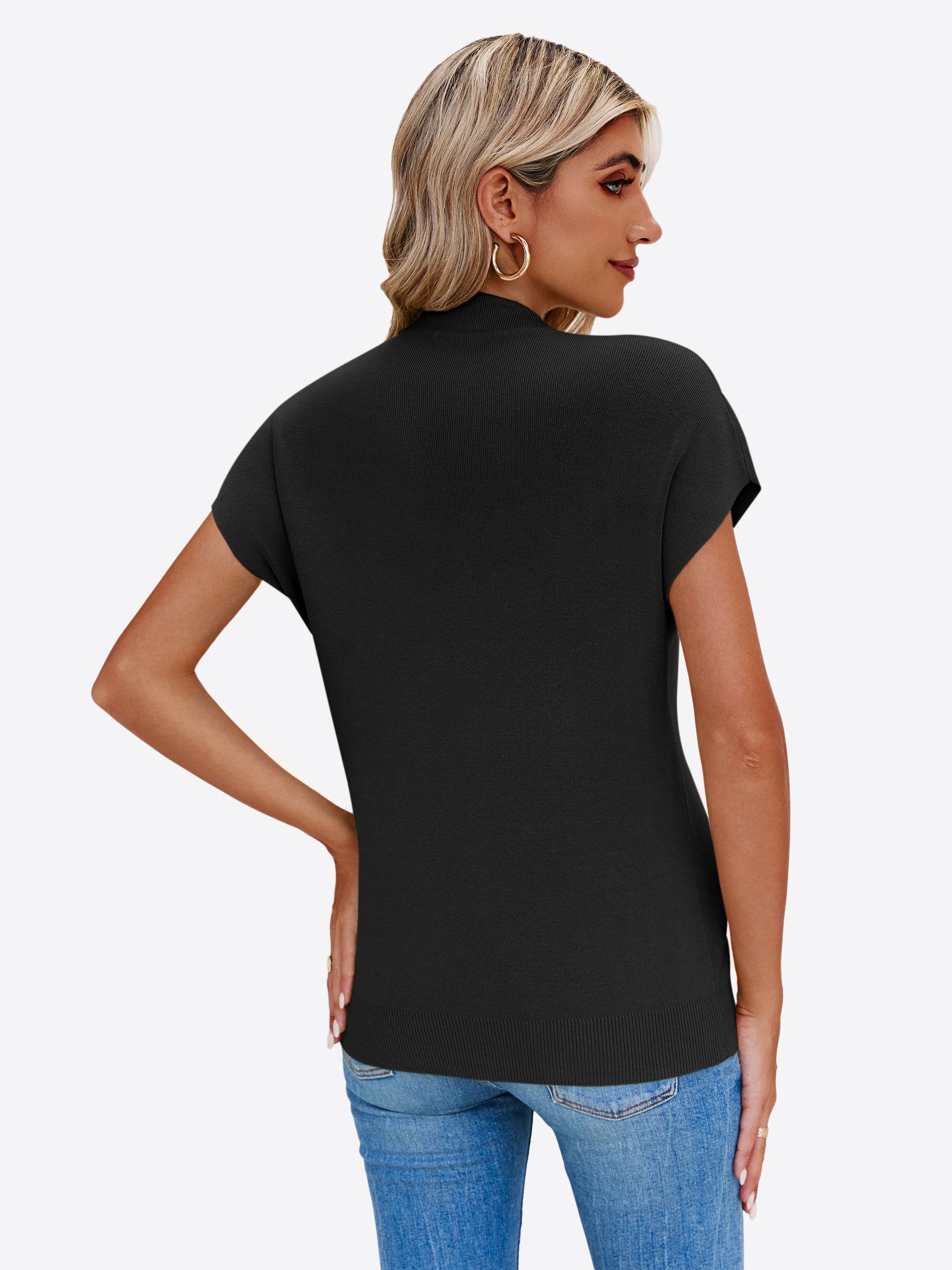 Imily Bela Strickpullover Damen Kurzarm Stehkragen Pullover (Packung, 1-tlg günstig online kaufen