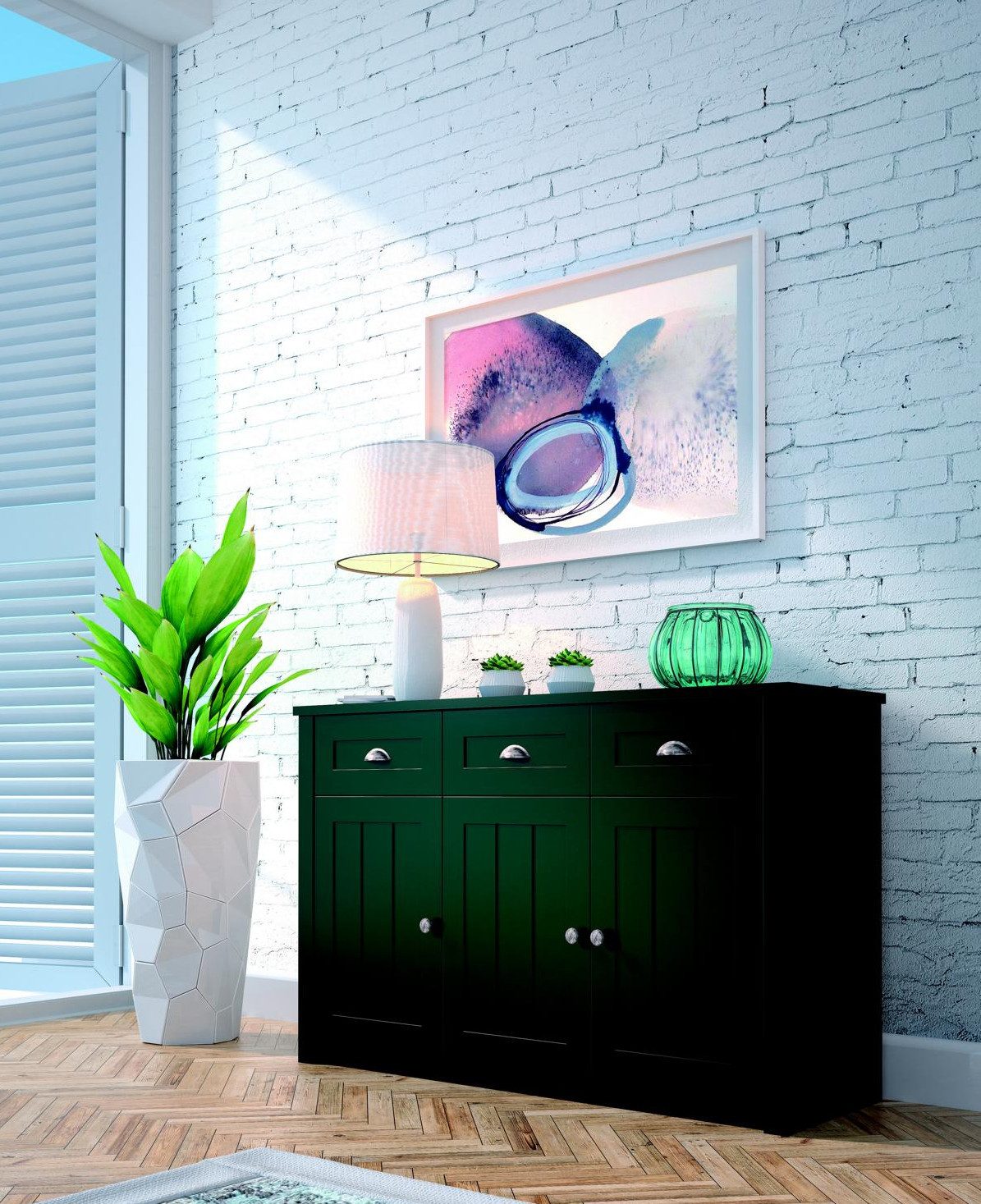 Xlmoebel Kombikommode Landhaus Grüne Holz Kommode Sideboard Hochschrank Schrankkommode (1 St., Kombikommode), Hergestellt in Europa