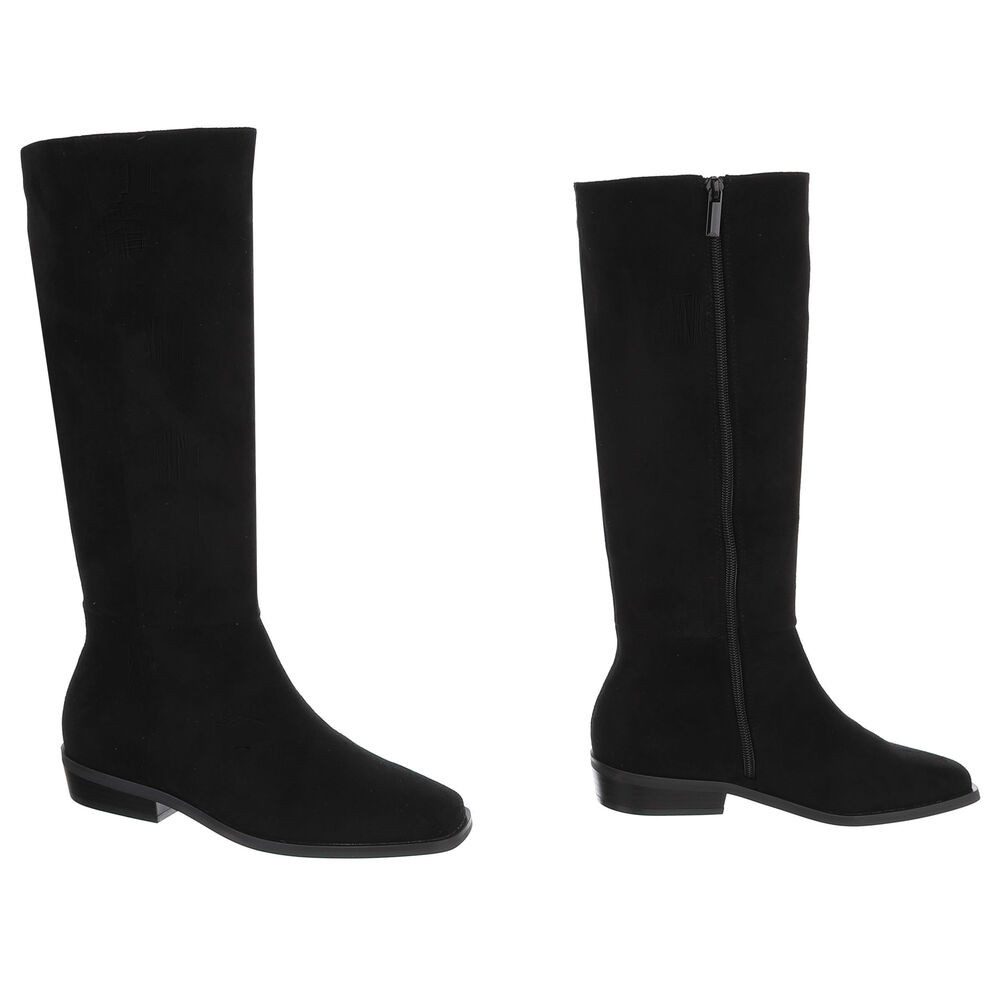 Ital-Design Damen Kniehoher Stiefel mit Blockabsatz, elegant Stiefel (92125642) Blockabsatz Flache Stiefel in Schwarz – Bild 4 von 5