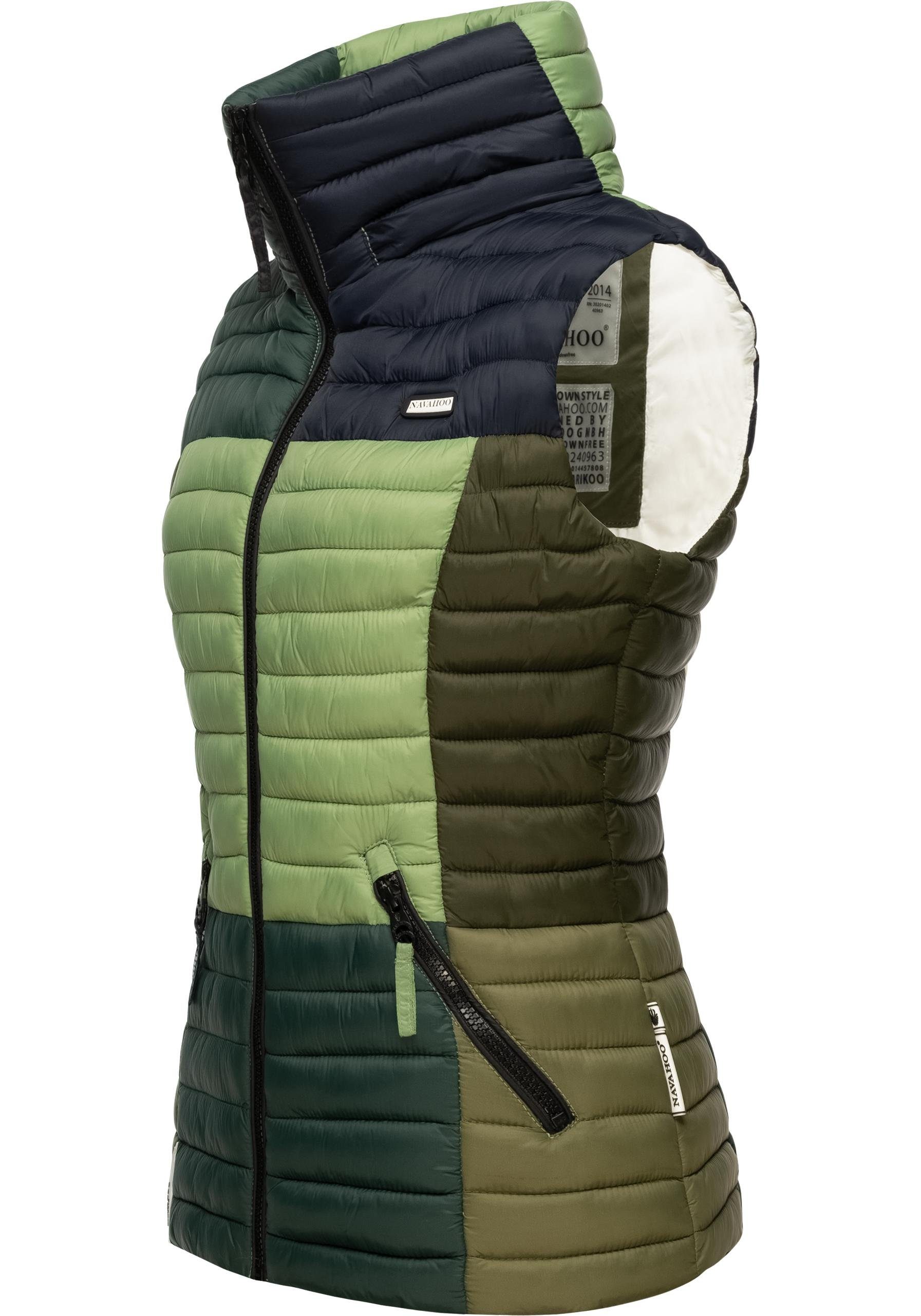 Navahoo Steppweste Shadaa Multikulti Ärmellose Damen Weste im Colourblocking-Stil und Kapuze – Bild 4 von 5