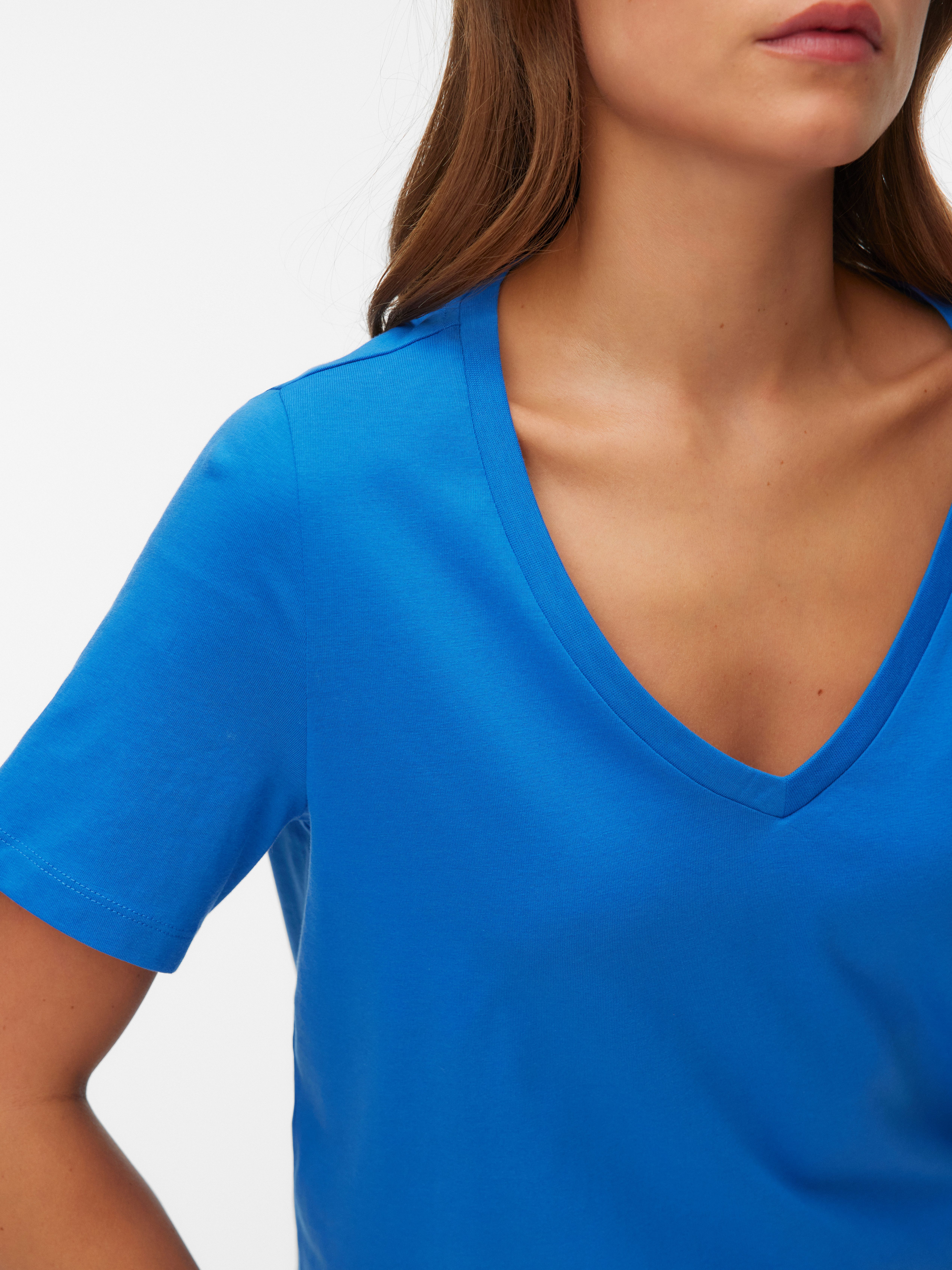 Vero Moda Kurzarmshirt VMPAULINA SS V-NECK T-SHIRT JRS NOOS Baumwolle
