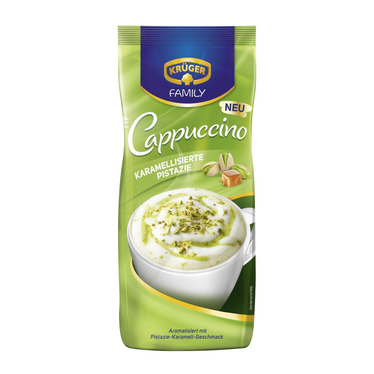 Krüger Kaffee, Krüger Family Cappuccino Pistazie Aromatisiertes Getränkepulver 500g