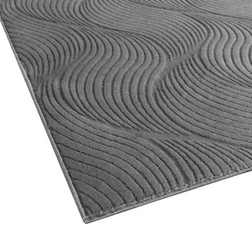 Teppich Teppich Wohnzimmer pflegeleicht modern Wellenmuster anthrazit, Teppich-Traum, rechteckig, Höhe: 16 mm