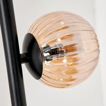 hofstein Stehlampe Stehlampe aus Metall/Riffelglas in Schwarz/Bernsteinfarben, ohne Leuchtmittel, Leuchte, Glasschirme (10cm, 12cm),Schalter, 3x G9, ohne Leuchtmittel