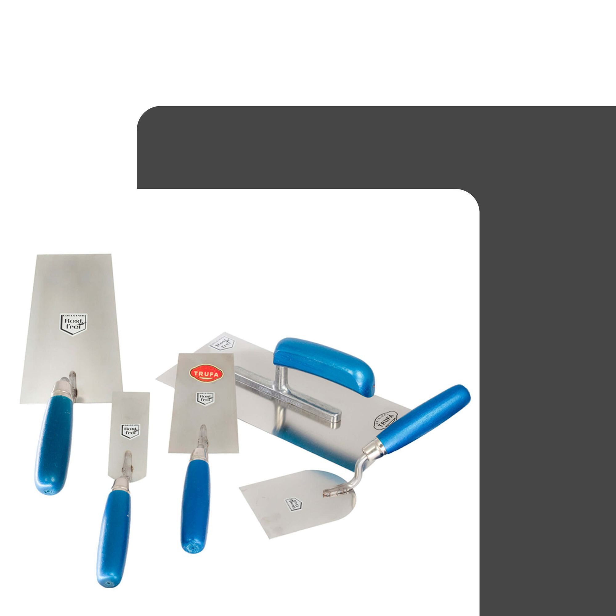 TRUFA Maurerkelle Berner Putzkelle (12 cm, blau, 1-St) Rostfrei, Holzgriff, Glätt- und Maurerarbeiten