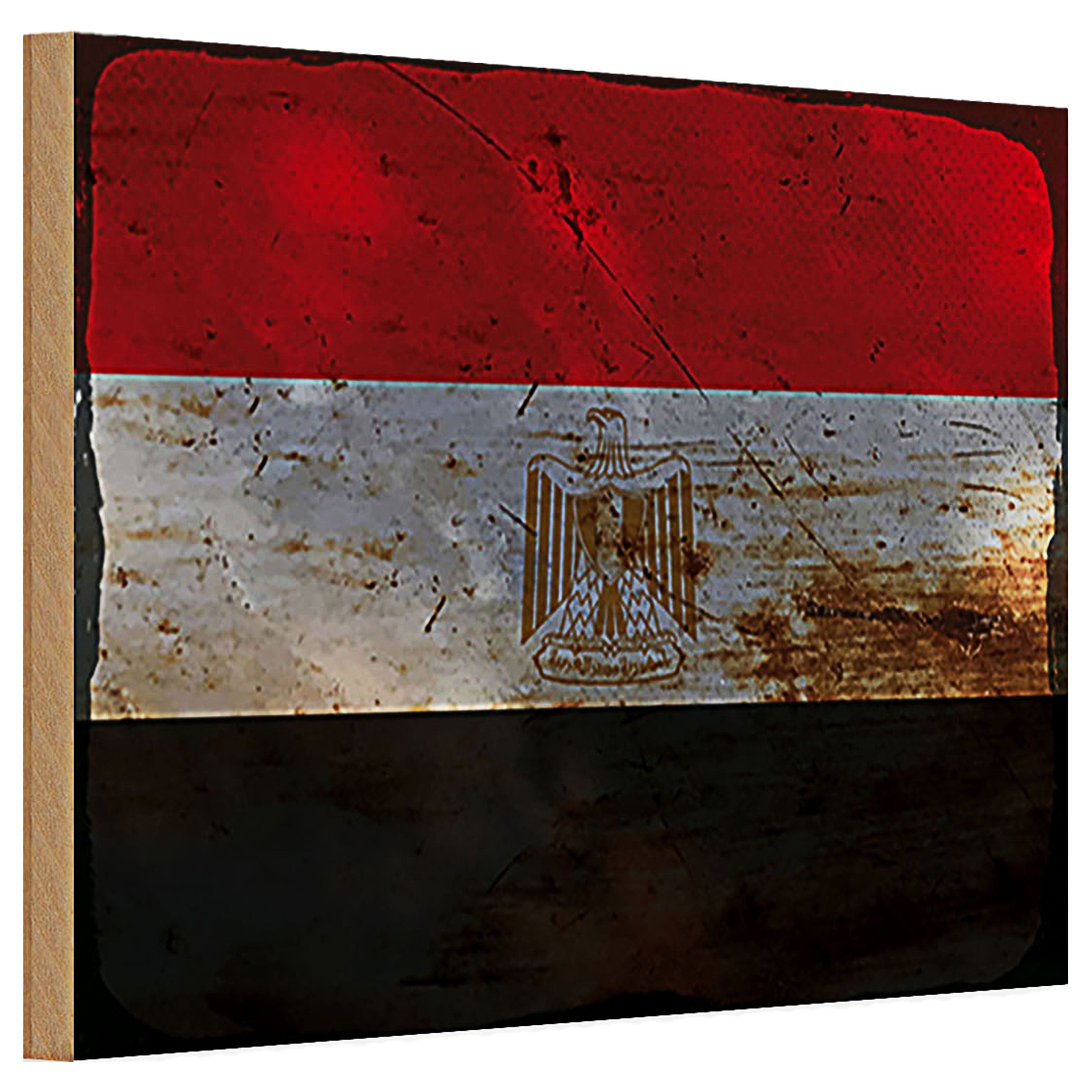 Roomando Holzbild Holzschild Flagge Ägypten 30x20cm Flag of Egypt Rost