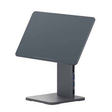 ADAM elements Mag M Pro 12.9, Magnetischer iPad Stand inkl. 8-in-1 Hub, Grau Tablet-Halterung, (iPad Pro 12,9 Zoll (3., 4., 5., 6. Generation)