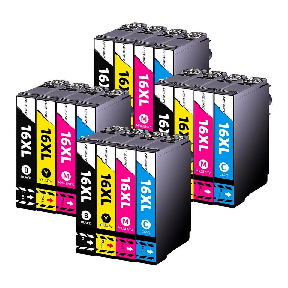 NEXPRO Epson 16XL 16 Druckerpatronen für WF 2760 2750 2630 2530 2510, 16er  Tintenpatrone (Packung, WorkForce 2760 DWF 16XL/C13T16364012, Schwarz, Cyan,  Magenta, Gelb)