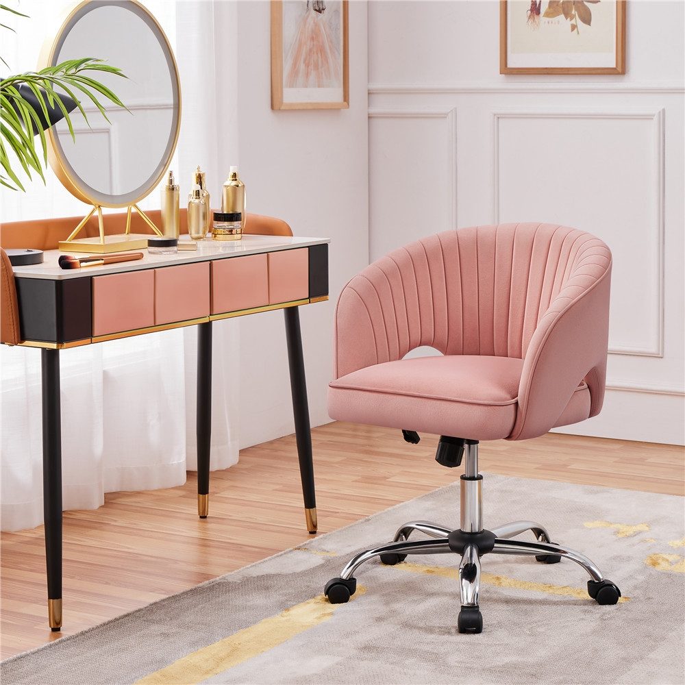 Yaheetech Drehstuhl Höhenverstellbarer Polsterstuhl mit Schaukelfunktion, Bürosessel 360° Drehbar für Zuhause/Büro