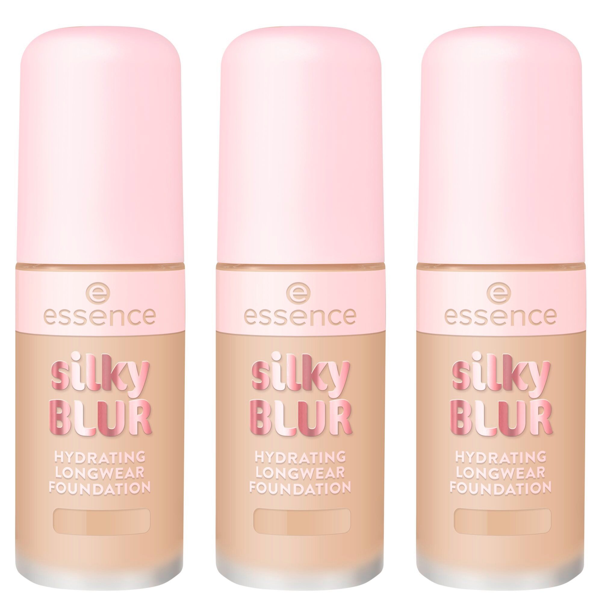 Essence Foundation SILKY BLUR HYDRATING LONGWEAR FOUNDATION, 3-tlg.
