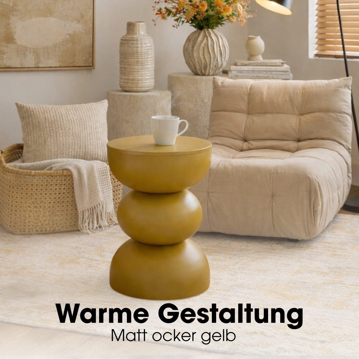 Mica Decorations Beistelltisch Mica Decorations Luna Beistelltisch – 46x32 cm Ockergelb – Bild 5 von 5