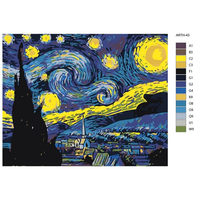 Marussia Kreativset Malen nach Zahlen "Nacht" nach Klimt Malerei 40x50cm ARTH-43 (embroidery kit)