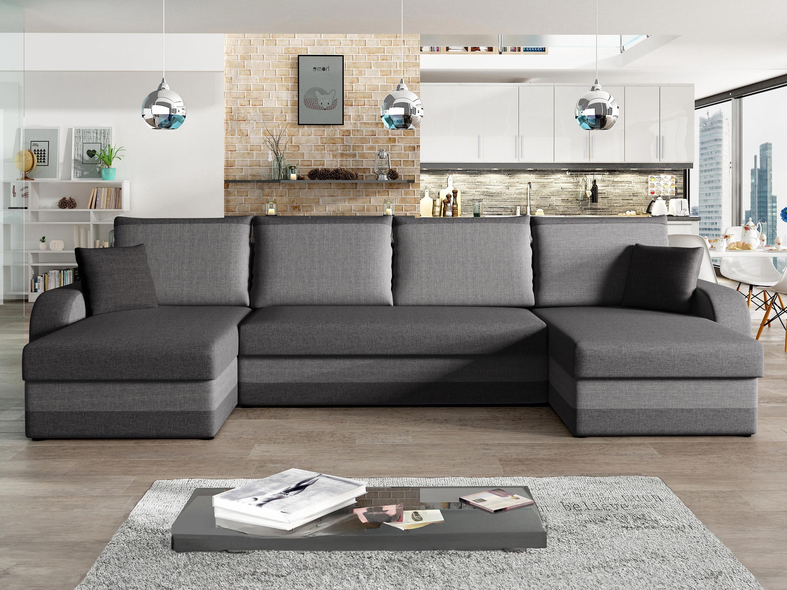 MIRJAN24 Wohnlandschaft Kris U Lux, mit Schlaffunktion und drei Bettkasten, U-Form mit Kissen-Set, L: 304 cm