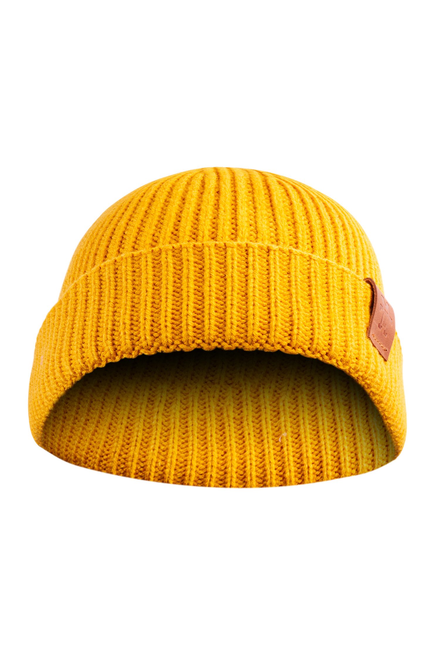 Manufaktur13 Beanie Fishermans Beanie - Strickmütze, Wintermütze, Dockermütze mit Echt-Leder Veredelung