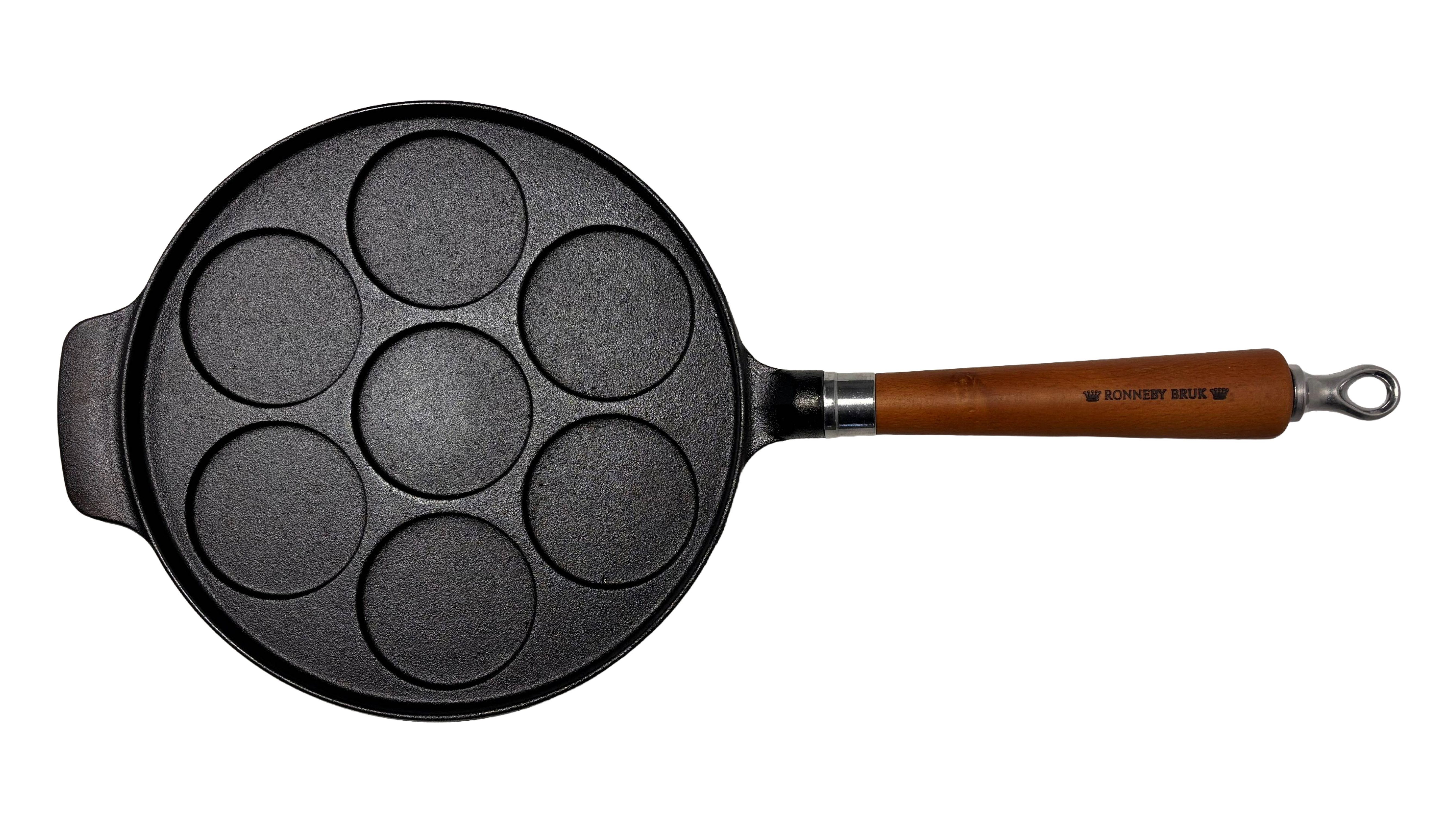 Ronneby Bruk Bratpfanne Maestro Minipfannkuchen-Pfanne, Ø 24 cm, mit Holzgriff, Gusseisen (1-tlg)